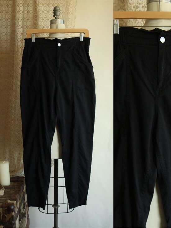 Old Navy Pants - Womens Old Navy Pants,  Black Baggy Size Medium Cotton with Pockets, Elastic